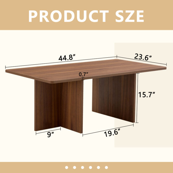 afaadb46d95c4df6be6bd871af178fb4_ae230661cc24dd5336c4fa2f76a3fa92 44.8 Inch Walnut Wood Grain MDF Coffee Table - Modern Luxury, Stable Triangular Support.The coffee table is made of medium density fiberboard material and is suitable for living rooms, bedrooms,etc.