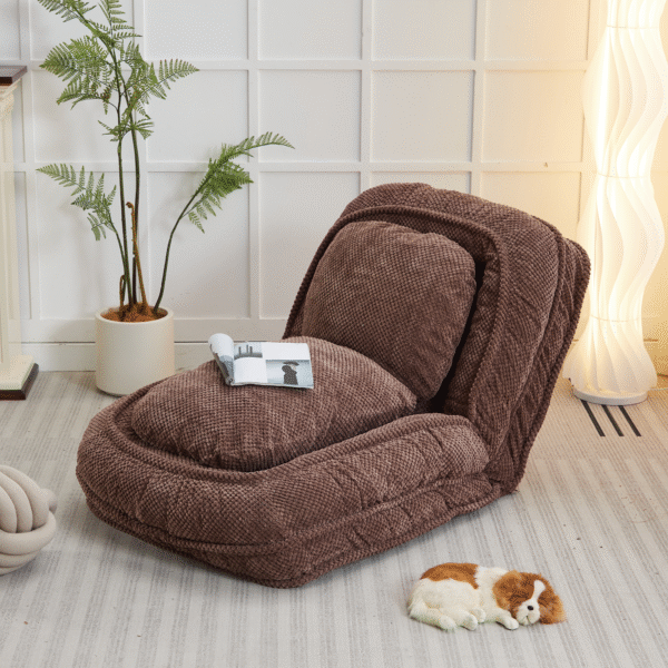 [VIDEO provided] Human Dog Bed ,Lazy Sofa Couch ,5 Adjustable Position,sit,sleep,fold,suit to put in bedroom, living room ,Space Saving Design,Brown