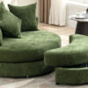 Orisfur. 360° Swivel Accent Barrel Chair with Storage Ottoman & 4 Pillows, Modern Chenille Leisure Chair Round Accent for Living Room, Green