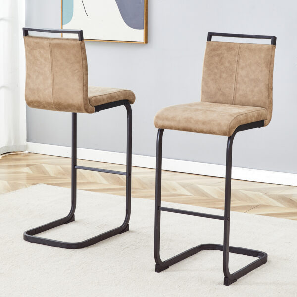 b024bd44aa1e45809f3b21f1ba193fed_d99baccfcd40155d2ffd3d33d1d0bbd3 42.5 Inch Tall Brown Tech Fabric Bar Stool - A Perfect Combination of Modern Design, Comfort, and Stability.A Set of 2.Suitable Not Only For Home Use But Also For Bars, Restaurants,And Other Settings.