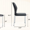 Luxury Simple Chair - Set of 6 BLACK PU Material High Resilience Dining Chair with Metal Silver Leg.The Chair Back Has a Vertical Stripe Design With Smooth And Uniform Lines.