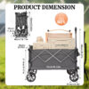 PORTABLE 400L Collapsible Wagon, Folding Wagon Cart , Beach Wagon with Big Wheels, 450LB Heavy Duty Foldable Wagon, Large Capacity Wagon for Camping, Sports, Garden, Baseball