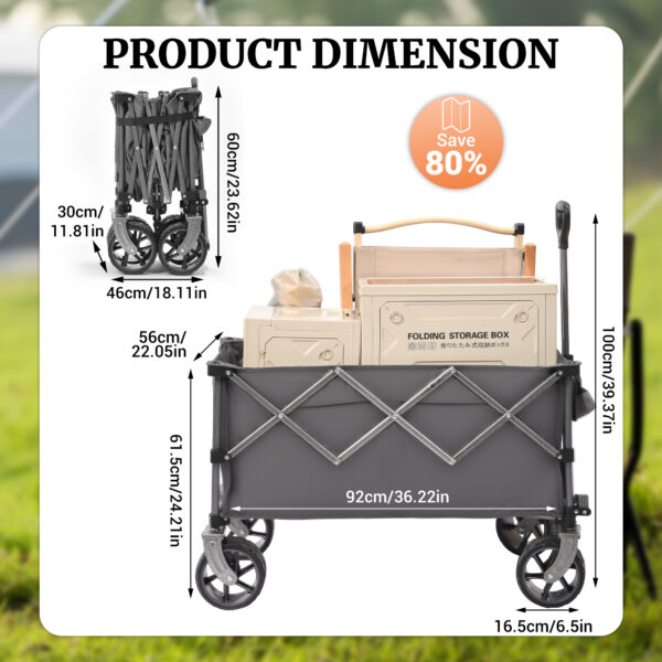 b0486faa73d543819b071141c7b405b1_72bcf7c0692624f181e83e8880271bb8 PORTABLE 400L Collapsible Wagon, Folding Wagon Cart , Beach Wagon with Big Wheels, 450LB Heavy Duty Foldable Wagon, Large Capacity Wagon for Camping, Sports, Garden, Baseball