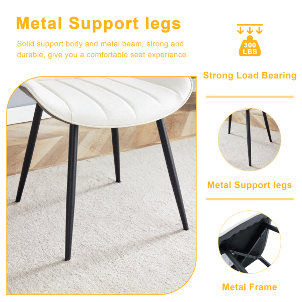 b06755a680c3452e873ca83375e5e648_83c20dfe43d9580ec0490488fffb8ee3 Extended Seat Cushion PU Dining Chair Set - Four Pieces.Smooth line design.Can integrate well into various modern home decoration styles.White and Dark Gray Splicing Colors.