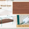 43.3 Inch Modern Two-Tier Coffee Table - Clear Tempered Glass and Dark Wood Grain, Multifunctional Storage Design.The bottom tier includes a drawer.Can be used as a coffee table,side table,etc.