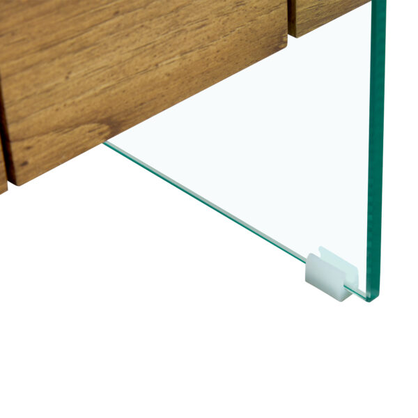 b06d5fa2c2c84b61a2f9b96e1b5ef21d_5a64a13ed5ffbdf7c0947b832f0c50df 43.3 Inch Modern Two-Tier Coffee Table - Clear Tempered Glass and Natural Wood Grain, Multifunctional Storage Design.The bottom tier includes a drawer.Can be used as a coffee table,side table,etc.