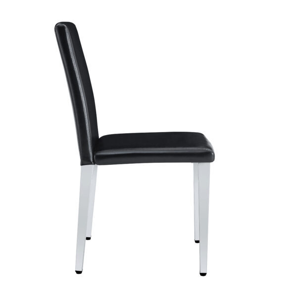 b0750b74f61a4f6c829f472a04f77b51_84fa79dcf2467544974cbdb376dd4e56 Four Black PU dining chairs,Silver Metal Legs.Simple and versatile, comfortable and accompanied. Exquisite and versatile dining chairs unlock a comfortable new experience.(Set of 4)