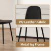 Table and chair set.79"x31.5" with X-shaped Black Metal Table Legs,Wood Grain Textured MDF Crossbeam.Paired With 8 Modern Mid-Century Style Upholstered Side Black PU Chairs.