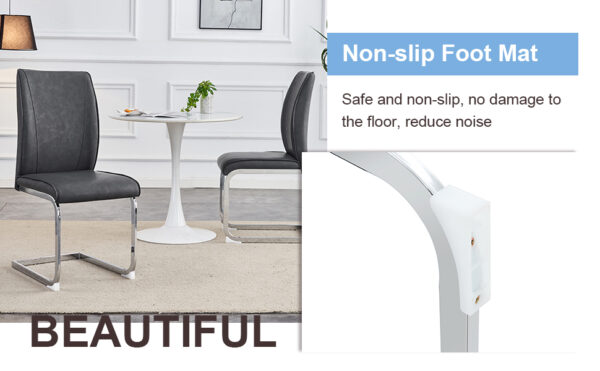b088984efd1b4467acc6e40da662d901_94202906bb573050c27c3c213215706c Luxury Simple Arch Chair - Set of 6 Dark Gray PU Material High Resilience Dining Chair with Arched Metal Silver Leg.Crazy Horse Texture PU Dining Chairs.