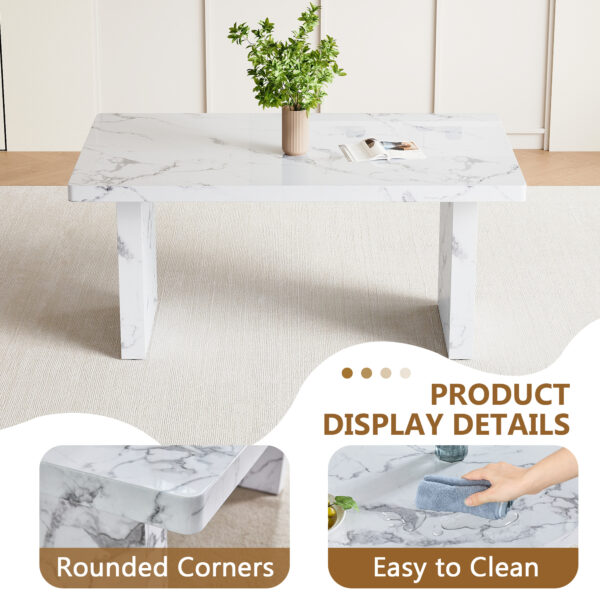 b09dc2fcc88047b3b50b7576134737fe_299ac3fb7c26c14aa5d2b8686d223d03 63"*35.4"*30" inches Luxurious Marble Pattern MDF Dining Table - A Choice of Subtle Luxury for Your Home.Create Your Exclusive Low-Key Luxury Space.