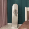 The 4st generation of floor mounted full length mirrors. Aluminum alloy metal frame arched wall mirror, bathroom makeup mirror, bedroom porch, clothing store, wall mounted.Black 59.8 "*16.5"W115112560