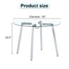 Modern minimalist style circular transparent tempered glass table, tempered glass tabletop, silver metal table legs, suitable for kitchen, dining room, and living room, 40 "* 40" * 29.5 "W1151S01226