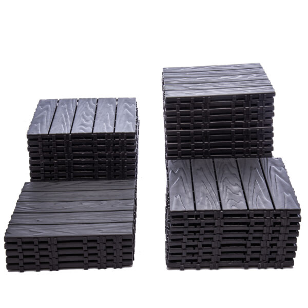 76-Pack 11.42"x11.42" Interlocking Deck Tiles - 68.80 Sq.Ft 3D Wood Grain Plastic Flooring for Outdoor Use , Waterproof & Moisture-Proof Patio Tiles , All-Weather Use & Easy Snap-Together Installation