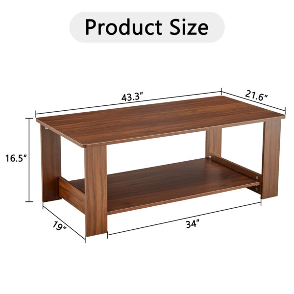 b0e74b05a96442009ed67f9c74396a05_20231022_faf10a0955e48a7c299235c3b89e460b Modern and practical walnut textured coffee tables , tea tables. The double layered coffee table is made of MDF material. Suitable for living room 43.3"*21.6"*16.5" CT-16