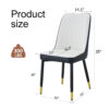 Modern Two-Tone PU Dining Chairs - White and Black spliced chairs With Gold Decorated Legs.White and Black spliced,Black Metal Legs,Set of 4 chairs.