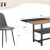 Table and chair set.71*35.4 inch Wooden And Black Spliced Dining Table With Storage Function In The Middle Of The Table Legs.Paired With 8 Chairs Made Of Dark Gray Lnen Fabric.Iron pipe spraying Legs.