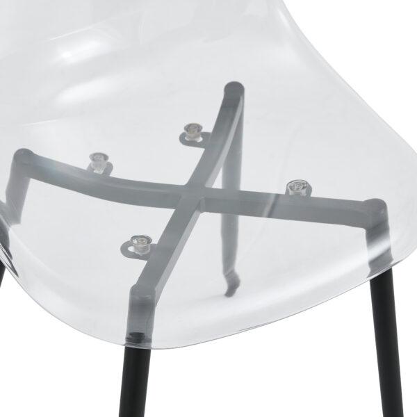 b10fabd91ffe4b209154d2a98f01e0ab_20231016_9322fef49d34664013beafd4a5f21055 Modern minimalist transparent dining chair, plastic chair, armless crystal chair, Nordic creative makeup stool, negotiation chair, set of 4 pieces, black metal legs,TW-1200