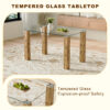 Table and chair set.A 49.6*30 Inch Transparent Tempered Glass Dining Table With Natural Wood Grain MDF Legs.Paired With 4 Black PU High Resilience Dining Chair with Walnut Color Metal Leg.