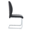 Luxury Simple Arch Chair - Set of 8 Dark Gray PU Material High Resilience Dining Chair with Arched Metal Silver Leg.Crazy Horse Texture PU Dining Chairs.
