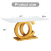 A large modern minimalist rectangular dining table suitable for 6-8 people, equipped with gold MDF OC shaped brackets and aureate base, suitable for kitchen, living room, dining room F-OC