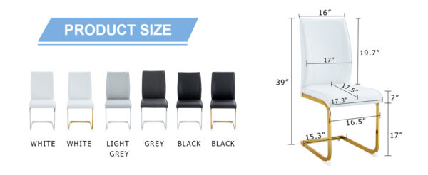 b151dd87aa444c608d8dc639af9fc908_fdba550199a3cc6fa62300d14a54e6a2 Luxury Simple Arch Chair - Set of 8 White PU Material High Resilience Dining Chair with Arched Metal Gold Leg.Packed In Two Boxes.