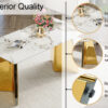 63"x31.5x30" Pandora Patterned Sintered Stone Dining Table with Golden Stainless Steel Butterfly Legs.The tabletop is designed to be scratch and heat resistant.Slabs Tabletop,Stainless Steels Legs.