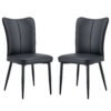 Modern Black PU Chair Set - Two Pieces, The backrest has a vertical and smooth line design.Black Metal Leg.Suitable for placement in kitchen, living rooms, and other venues.W1151116750