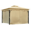 TREXM 10x12 Outdoor Gazebo Tent with Double Roofs, Patio Gazebo with Mosquito Netting and Privacy Screens, Patio Canopy for Shade and Rain for Backyard, Garden, Lawn and Deck (Beige)