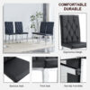 4 piece set of black armless dining chairs brings a touch of elegance and mystery to the dining area with its deep black tone,The grid and buckle design of the back add a vintage yet fashionable touch