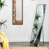 4th generation gray solid wood frame full length mirror, dressing mirror, bedroom porch, decorative mirror, clothing store, floor mounted large mirror, wall mounted,Stylish Home Essential. 58 "* 15"