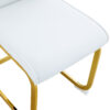 Luxury Simple Arch Chair - Set of 4 White PU Material High Resilience Dining Chair with Arched Metal Gold Leg.