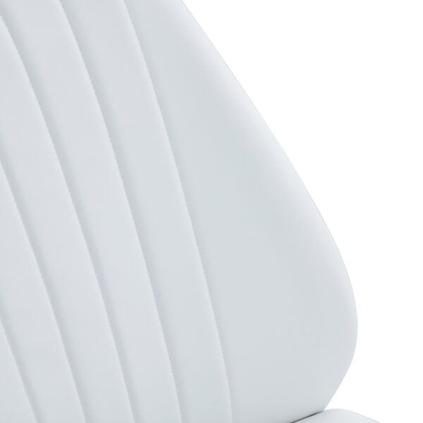 b1f803ca126a4cec830b32475bd8218a_14f9573aa3d52bbdd6a1c5077bebfe53 Set of Four White PU Comfort Dining Chairs (17.7"x25").Dining chair with extended backrest,WHITE PU,Silver metal legs,Suitable for various places such as family restaurants, hotels, coffee shops,etc.