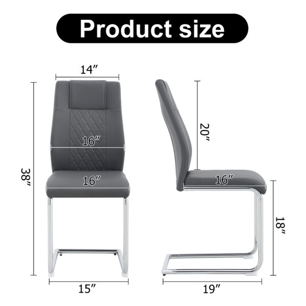 Modern Dining Chairs with Faux Leather Padded Seat Dining Living Room Chairs Upholstered Chair with Metal Legs Design for Kitchen, Living, Bedroom, Dining Room Side Chairs Set of 6 (Grey+PU)C-001