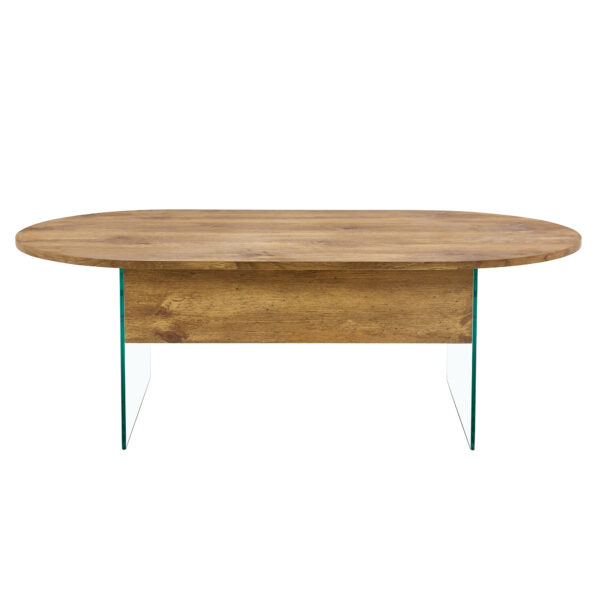 b201e7ff1a134026a30b6a589b80f64e_99354f66829650e636b70daada57da16 Coffee table with double drawers. The board surface is MDF sticker, and both sides are transparent tempered glass. The design is simple and elegant, with excellent storage functions.