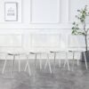 Modern minimalist transparent dining chair, plastic chair, armless crystal chair, Nordic creative makeup stool, negotiation chair, silver plated metal leg 6-piece set, TW-1200