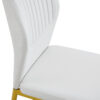 Luxury Simple Chair - Set of 4 White PU Material High Resilience Dining Chair with Metal Gold Leg.The Chair Back Has a Vertical Stripe Design With Smooth And Uniform Lines.