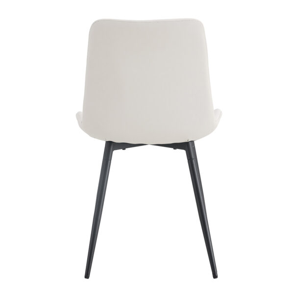 b25a2f1aa5b74bd8aac6c54b3f06ed40_7f70811e3b57f40dba8c587065f6c01a White artificial leather backrest cushion dining chair, black metal legs, curved widened cushion design for more comfort, suitable for restaurants, kitchens, bedrooms, offices.(6 chairs) 0502