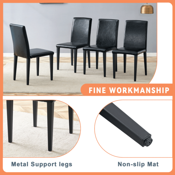 b25bc9388fcb45e68e57e18e7b8ec2ee_3614416c37f035e8d7e43995df97484a Table and chair set.71*35.4 inch White And Black Spliced Dining Table With Storage Function In The Middle Of The Table Legs.Paired With 6 Black PU Dining Chairs, Simple And Versatile.