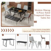 Table and chair set.Modern Black Marble Pattern MDF Dining Table Set - 55"x31.4" with 4 Extended Seat Cushion PU Dining Chairs and 1 Bench,A Choice of Subtle Luxury for Modern Homes.