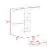 Cross Closet System, One Drawer, Three Metal Rod, Five Open Shelves
