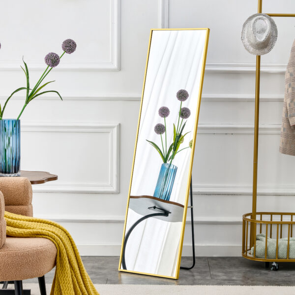 b2949f0aa72a44f7a467812cf37e788b_07689a9327ad9d1c4f345f94d9b063a9 The 4rd generation aluminum alloy metal frame wall mounted full body mirror, bathroom makeup mirror, bedroom entrance, decorative mirror, quality upgrade, 59 "* 15.7"W1151125156