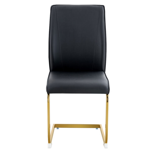 b2ab217bb8744a5a9ccd486263eaf40a_af21bac8c859ce4037350e55196f9c53 Luxury Simple Arch Chair - Set of 6 BLACK PU Material High Resilience Dining Chair with Arched Metal Gold Leg.Packed In Two Boxes.