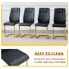 Table and chair set.71 * 35.4 inch rectangular dining table.Tempered Glass Tabletop,Golden 7-shaped Metal Table Legs.Paried With 6 Black High-quality PU Chairs With Arched Metal Legs.W1151S03301