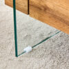 43.3 Inch Modern Two-Tier Coffee Table - Clear Tempered Glass and Natural Wood Grain, Multifunctional Storage Design.The bottom tier includes a drawer.Can be used as a coffee table,side table,etc.