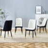 Modern Two-Tone PU Dining Chairs - White and Black spliced chairs With Gold Decorated Legs.White and Black spliced,Black Metal Legs,Set of 4 chairs.