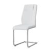 Modern Dining Chairs with Faux Leather Padded Seat Dining Living Room Chairs Upholstered Chair with Metal Legs Design for Kitchen, Living, Bedroom, Dining Room Side Chairs Set of 6 (White+PU )C-001