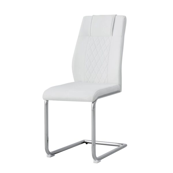 Modern Dining Chairs with Faux Leather Padded Seat Dining Living Room Chairs Upholstered Chair with Metal Legs Design for Kitchen, Living, Bedroom, Dining Room Side Chairs Set of 6 (White+PU )C-001