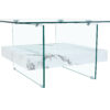31.4 Inch Modern Two-Tier Square Coffee Table - An Elegant Combination of Clear Glass and White Marble Pattern Sticker.It can be used as a coffee table,a side table or a display stand.