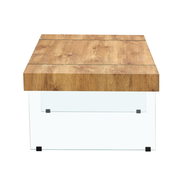 b3c68a41bc844b2681a1cec2ea98b8e2_d6654efa4a96910af572c5d3623b0948 43.3"x23.6" Wood colored texture sticker MDF Coffee Table with Tempered glass legs.Suitable for Living Room.It can be used not only as a coffee table but also as a side table or display stand.