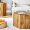 Modern Minimalist Set of Two Hexagonal Wood-Grain MDF Coffee Tables.Modern MDF coffee table, with complex texture patterns, style and texture coffee table to redefine your interior decoration.